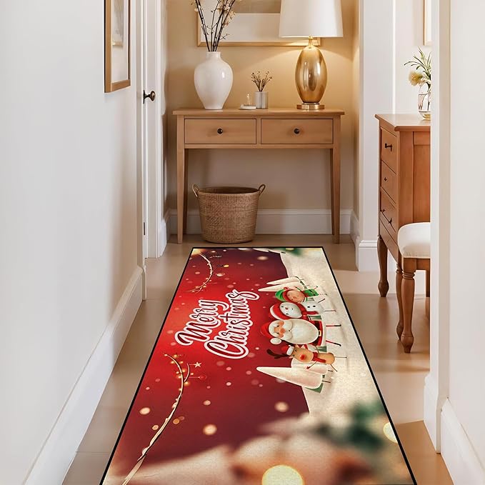 Christmas Rug, Snowman Rug, Xmas New Year Gift Door Mat for Bedroom Living Room Kitchen, Merry Christmas Indoor Floor Mats for Holiday Festive Decoration,79" X 39"