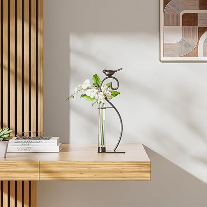 Marbrasse Plant Propagation Station, Plant Terrarium with Tubes Glass Vase, Desktop Glass Planter for Hydroponic, Plant Lover Gifts for Women Home Kitchen Office Garden Decor Terrarium Supplies