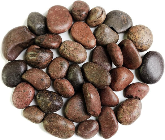 HappyFiller Natural Decorative Pebbles Polished Rocks Stones for Aquarium,Fish Turtle Tank,Outdoor Indoor Plants Top Dressing,Succulents Soil Cover,Garden Landscaping,2 LB,Red Mix,0.8-1.6"
