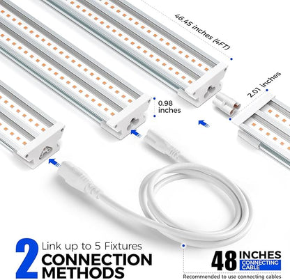 Barrina TX-S60 4FT Grow Light for Indoor Plants, 60W(420W Equivalent), Full Spectrum, High PPFD, Super Bright, Linkable, Grow Lights for Seed Starting, Greenhouse, Vegetables with On/Off Switch 1 Pack