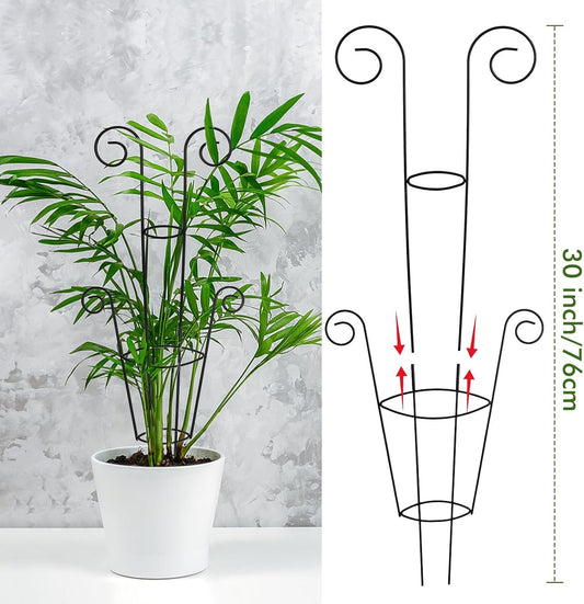 ZOUTOG Trellis for Climbing Plants Indoor 4 Pack 30 Inch,Rustproof Metal Garden Trellis for Potted Plants,Sturdy Houseplant Support Indoor Outdoor for Ivy Pothos Monstera Hoya Flower Vine(Black Round)