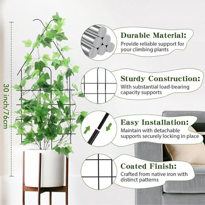 ZOUTOG Trellis for Climbing Plants Indoor 4 Pack 30 Inch,Rustproof Metal Garden Trellis for Potted Plants,Houseplant Support Indoor Outdoor for Ivy Pothos Monstera Hoya Flower Vines(House Shape)