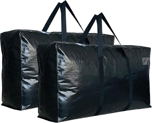 Extra Large Storage Bags, Jumbo Moving Tent Storage Bags, Waterproof Foldable Big Black XL Duffle Bag for Travel, 38x23x11inch - 2PACK