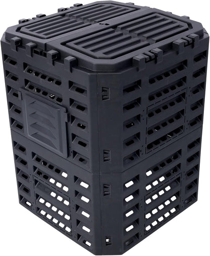 90 Gallon Garden Composter Bin - Premium Recycled Plastic, Large 340 Liter Capacity, Easy Assembly, Lightweight, Aerating Outdoor Compost Box for Fertile Soil