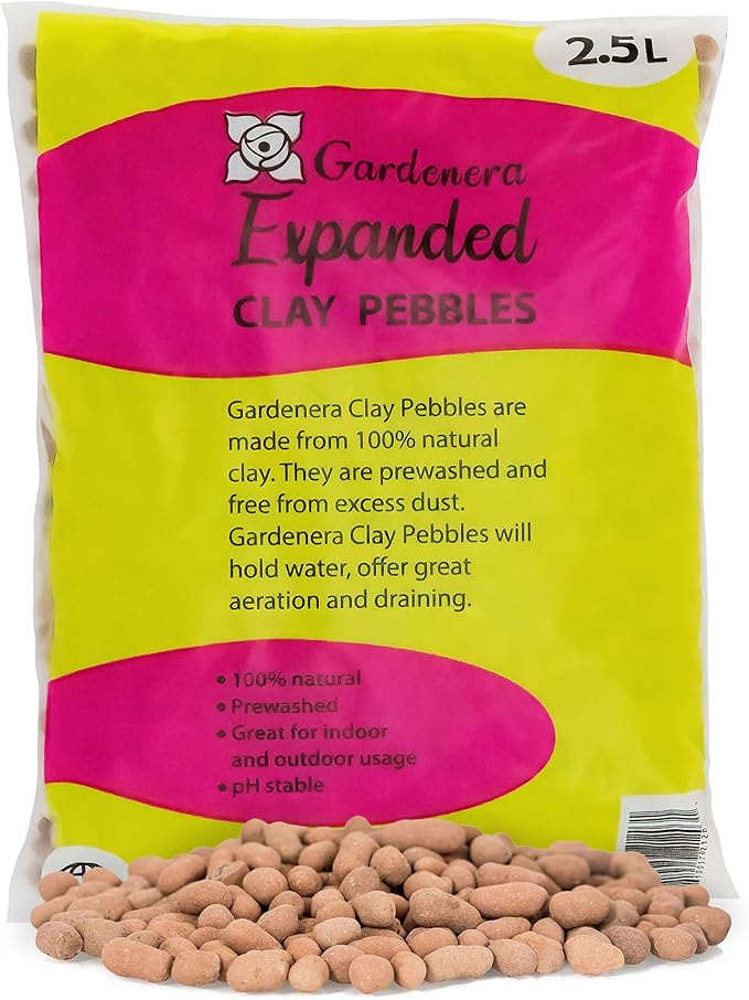 Gardenera Expanded Clay Pebbles for Plants – 4mm-16mm LECA Balls | 100% Natural Hydroton Clay for Drainage, Hydroponics, Aquaponics, Terrariums, Orchids & Indoor Plant Growing Medium - 3 Quarts