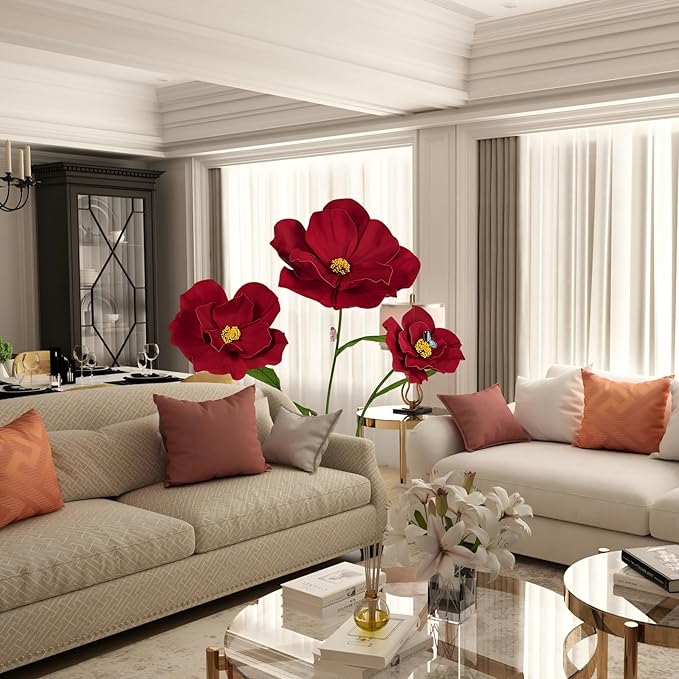 5.8 Ft Giant Artificial Flowers for Decoration,Large EVA Flower Decor,Wedding Arrangements, Birthday Party Banquet Background,Hotel,Office,Window Display(Wine)