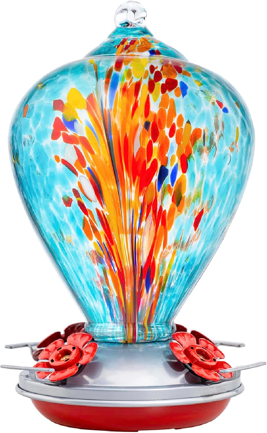 Muse Garden Hummingbird Feeders for Outdoors Hanging, Blown Glass Hummingbird Feeder Gifts for Women, Garden Decor Backyard Decor, Unique Gardening Gifts for Older Women, 34OZ, Comet