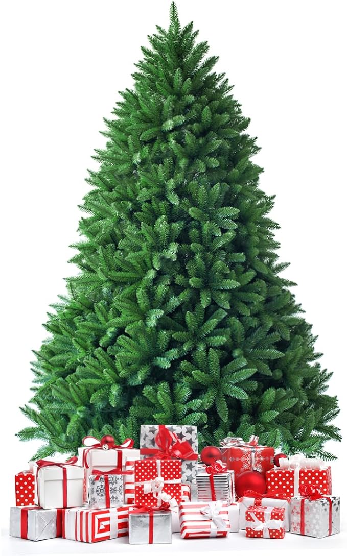 Goplus 6ft Pre-Lit Christmas Tree, Premium Hinged Artificial Fir Tree with 650 LED Lights, 1250 Branch Tips and Metal Stand, Easy Assemble, Xmas Decor for Home Office