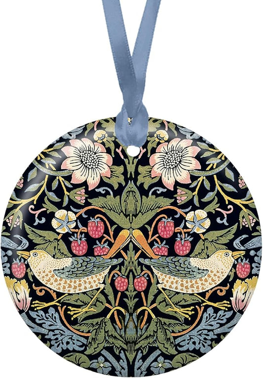 Christmas Tree Ornament, Porcelain William Morris Strawberry Thief Fine Art Keepsake Ornament by RainCaper