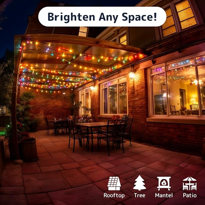 PREXTEX Multi Colored Christmas Tree Light String - Twinkle 200 Lights Mixed Color with Green Wire - 40 ft Outdoor Mardi Gras Lights for Holiday and Indoor Decorations