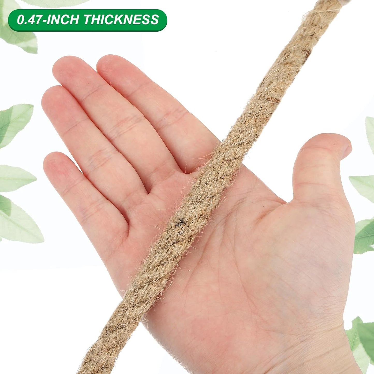 PATIKIL 1/2" x 165 ft Twisted Manila Rope Jute Ropes Natural Thick Jute Twine Burlap for Docks Railings Bundling Craft Tug of War Decorating