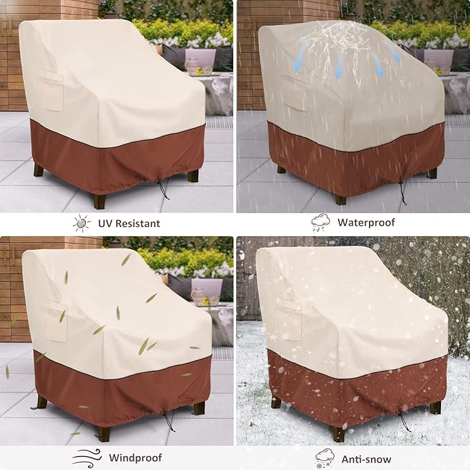 COSFLY Outdoor Furniture Cover for Patio Chairs Waterproof Clearance, Outside Furniture Lounge Deep Seat Cover, Fits up to 33W x 34D x31H inches(2 Pack)