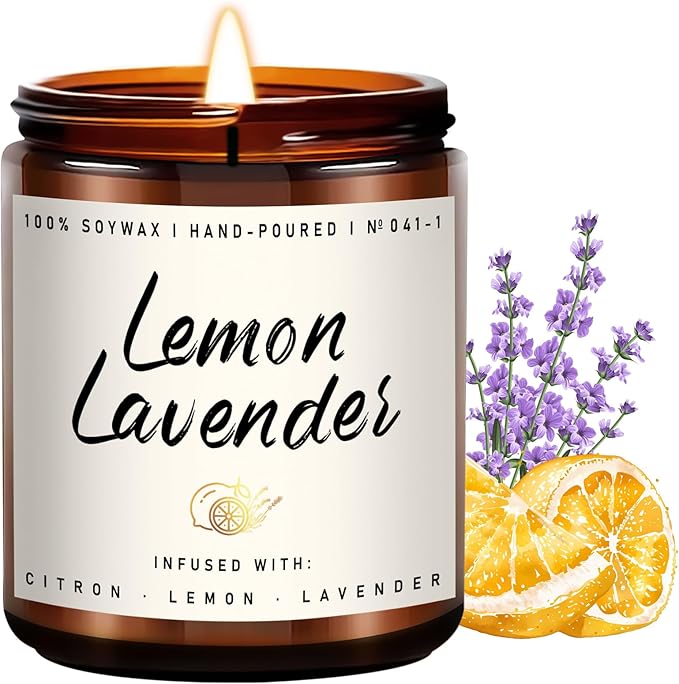 Scented Candle for Home | Lemon Lavender Candle | Aromatherapy Candles - Soy Candles for Home Scented, Gifts for Women Men, Lemon Fragrance -7oz, Single-Wick
