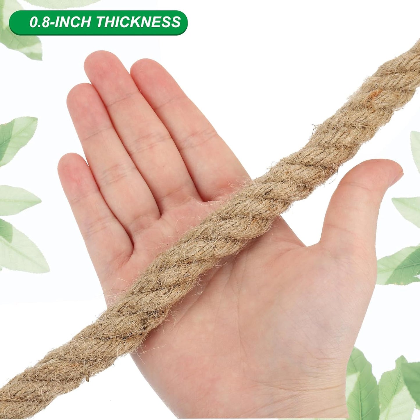 Patikil 3/4" x 50 Ft Twisted Manila Rope - Natural Thick Jute Rope for Docks, Railings, Bundling, Craft, Tug of War, Decorating