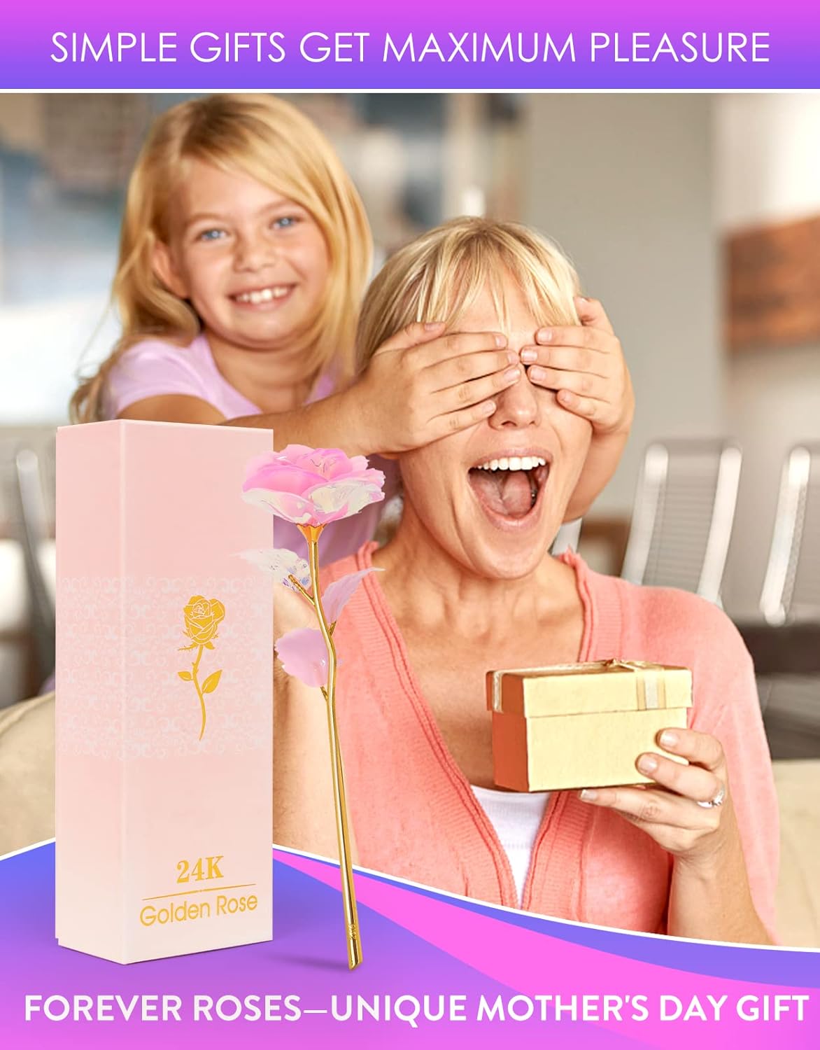 Mothers Day Mom Gifts for Women Birthday Gifts for Women Galaxy Rose Glass Flowers Forever Eternal Roses Artificial Flowers Gifts for Grandma Wife Daughter