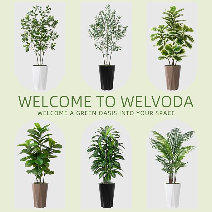 Artificial Dracaena Plant Indoor 5FT Fake Tree with White Diamond Planter Faux Yucca Tall Fake Floor Plant in Pot Artificial Trees for Home Office Living Room Decor Indoor