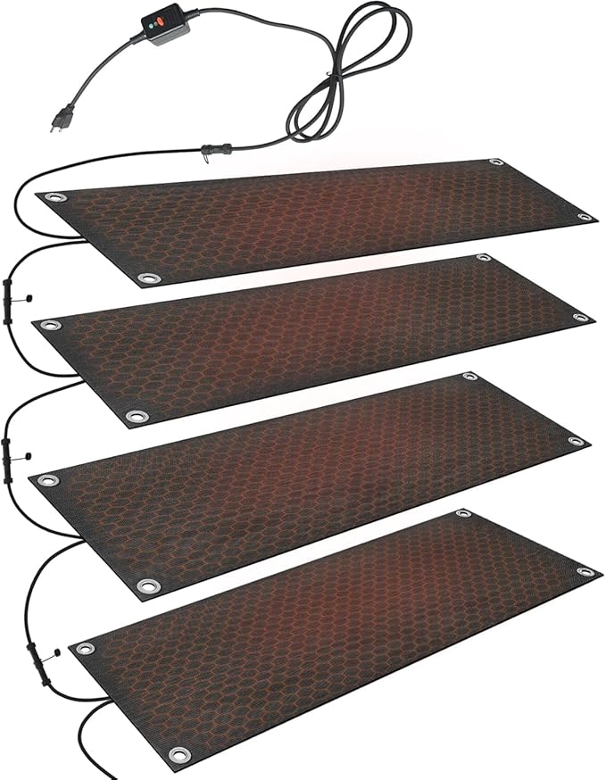 mestyl Heated Snow Melting Mats Outdoor, 10 x 30 Inch Heated Outdoor Mats, Snow and Ice Melting Mats No-Slip Winter Outdoor Heated Mats for Stair, Walkway, Steps, Sidewalks, Decks, Driveway, 4Pcs