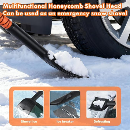 Eazy2hD 3 in 1 Snow Brush with Ice Scrapers, 43.31" Extendable Window Ice Removal with Squeegee for Windshield, 180° Pivoting Brush Head Cleaner Tool for Car, Auto, SUV, Truck
