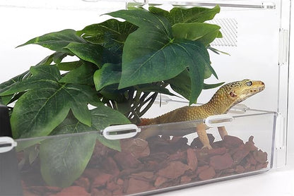 Reptile Plants for Terrarium, Ball Python Tank Decor Accessories fit Bearded Dragon Crested Leopard Gecko Lizard Chameleon Snake Frog Tortoise Hermit Crab - Fake Sweet Potato Vine