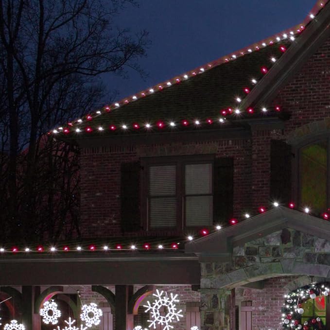 TW SHINE C9 Christmas Lights, 100 LED 66 FT Christmas String Lights Outdoor with 8 Modes Timer Waterproof Connectable for Indoor Yard Xmas Tree House Decorations (Red and White)