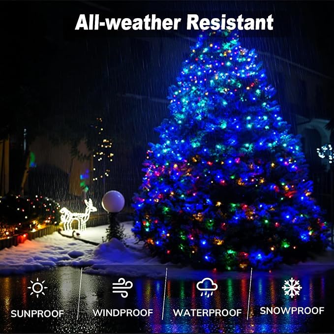 KENTA Solar Christmas Lights Outdoor 4 Pack 160FT 400 LED Solar String Lights with 8 Lighting Modes Waterproof Fairy Tree Lights for Yard Garden Patio Tree Christmas Decoration (Multicolor)