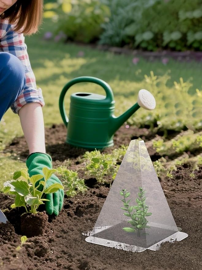 20 Pack Garden Cloches for Plants - Clear Reusable Plastic Seedling Covers with 40 Metal Stakes - Mini Greenhouse Plant Bell Covers for Frost, Sun, Pests Protection(7.8" x 11")