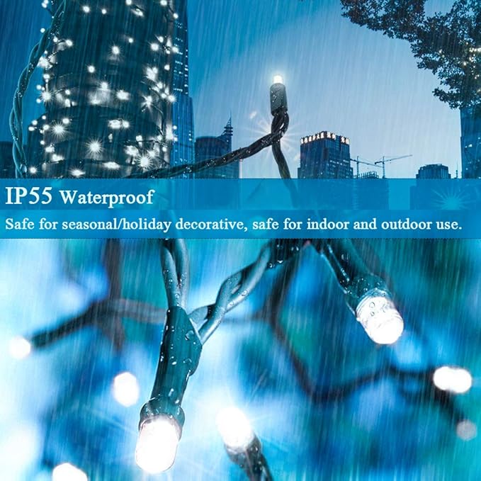 Decute 800LED 272ft Christmas String Lights UL Certified 8 Modes, Waterproof Outdoor Indoor Twinkle Starry Light for Christmas Tree Patio Garden Party Decor, Cool White