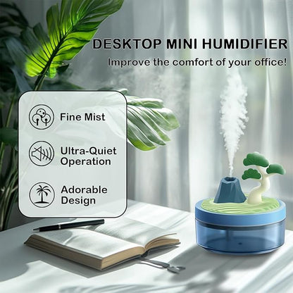 Cute Mini Humidifier 320mL Cool Mist Humidifie mute with 2 Mist Modes, for Home/Nursery/Office, Portable Mini Air Moisturizer,rechargeable mini humidifier(Blue)