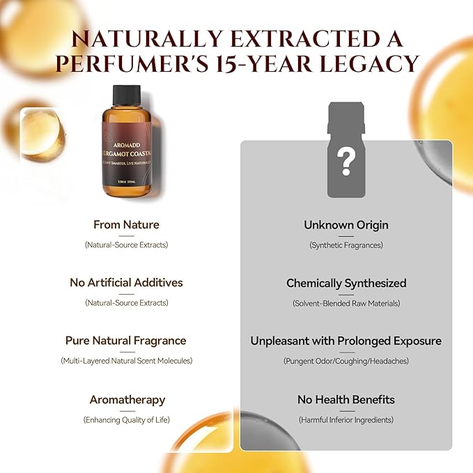 AROMADD Bergamot Coastal Diffuser Oil Inspired by Luxury Hotel Scent 3.38 Fl Oz (100ml), Aroma Diffuser & Hotel Fragrance Diffuser Oil, Essential Oil Diffuser for Aromatherapy, Long-Lasting