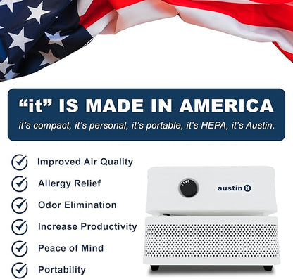 Austin Air it Room Air Purifier with VOC Carbon Wrap Air Filters - Personal Air Filter Single Room Air Purifiers - Portable Allergy Purifier - Stylish Tabletop Purifier for Dust, Model C100CC1