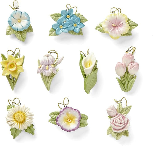 Lenox Celebrate Flowers 10-Piece Ornament Set, 0.50 LB, Multi