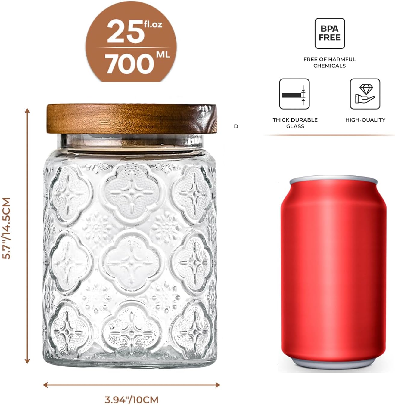 3-Pack 24oz Glass Jar With Airtight Lid,Kitchen Canisters For Countertop,Coffee Sugar Container Set,Pantry Glass Storage Containers For Flour,Candy,Loose Tea,Snack, mason jars