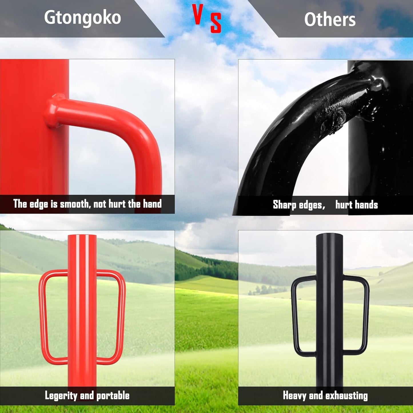 Gtongoko 18LB T Post Driver with Handles Heavy Duty Fence Post Driver Post Pounder for T-Posts，U Channel，Metal Post and Sign Post Pole Driver Tool,17 Inch Red