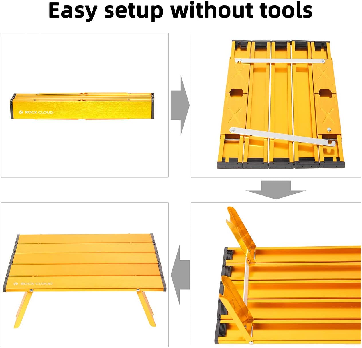 Rock Cloud Portable Beach Table Aluminum Ultralight Folding Camping Table, Yellow