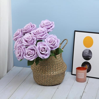 15pcs Fake Roses Artificial Silk Flowers Faux Rose Flower Long Stems Bouquet for Arrangement Wedding Centerpiece Party Home Kitchen Decor