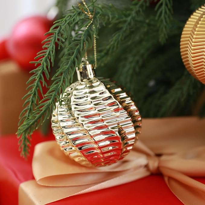 Christmas Tree Ornaments Decorations Set-116ct 1.18-6.5 Inch Assorted Red Gold Shatterproof Decorative Hanging Christmas Ball Ornaments Bulk,Xmas Tree Tabletop Decorations for Holiday Decor