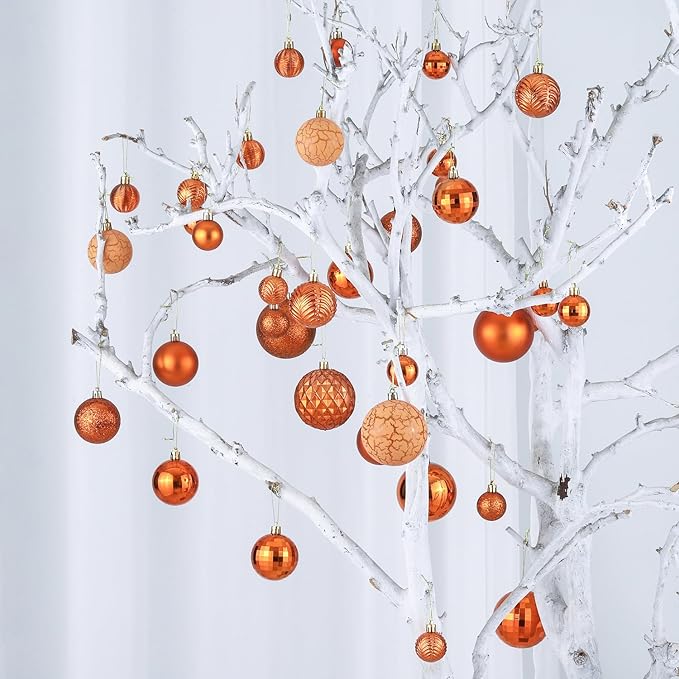LANGXUN 36pcs Copper Orange Christmas Tree Decorations Balls, Bolas De Navidad, 2025 Christmas Decor, Indoor Outdoor Shatterproof Christmas Ornaments, Xmars Party Wedding Suppiles