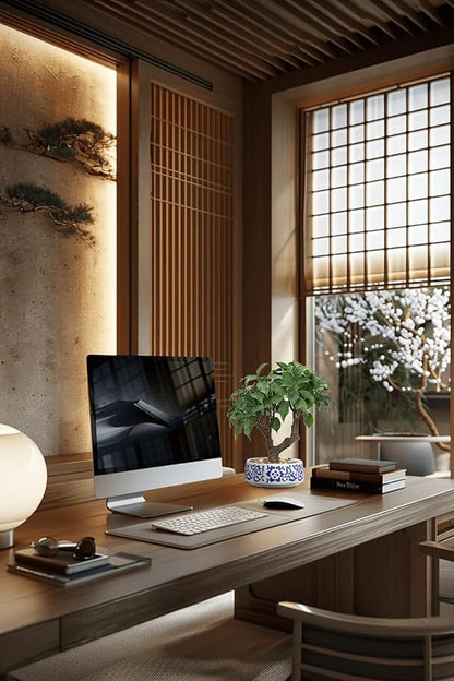 Artificial Bonsai Tree, Small Ficus Bonsai Trees 13" Indoor Bonsais Tree Fake Potted Plant Decorative Fake Desk Plant Decor with Ceramic Pot for Home Office Living Room Bedroom Bathroom Table Shelf