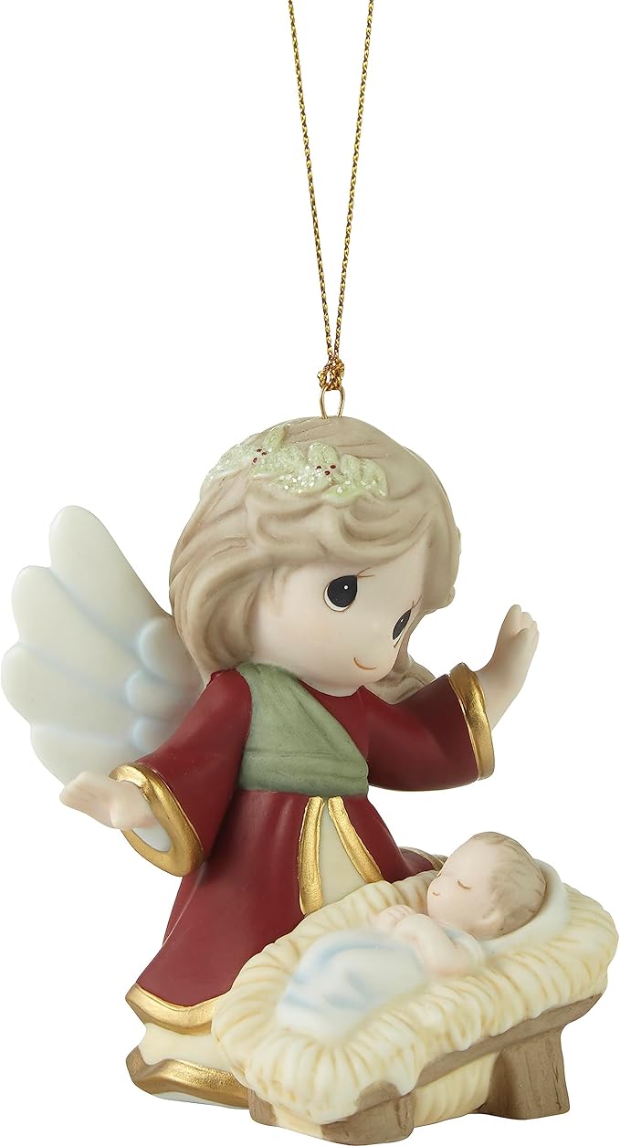 Precious Moments Away in A Manger Angel Porcelain Ornament – Nativity Christmas Keepsake – 231037