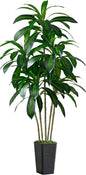 Artificial Dracaena Tree-5FT Tall Fake Plants with Black Tall Square Planter-Artificial Plants Indoor Floor Plant in Pot-Large Tropical Fake Yucca Potted Tree for Home Office Living Room Decor