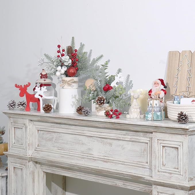 Small Mini Tabletop Christmas Tree,12" Artificial Little Potted for Christmas Decor, for Home Indoor Hliday Party Xmas Decor (Red/Green/White).