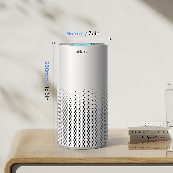Afloia Air Purifiers for Home Bedroom Large Room Up to 1076 Ft², 3-Stage Filter Cleaner Odor Eliminator, Remove Pets Dust Dander Hair Allergy Mold Pollen Smoke Smell, Quiet 22 dB, 7 Colors Night Light