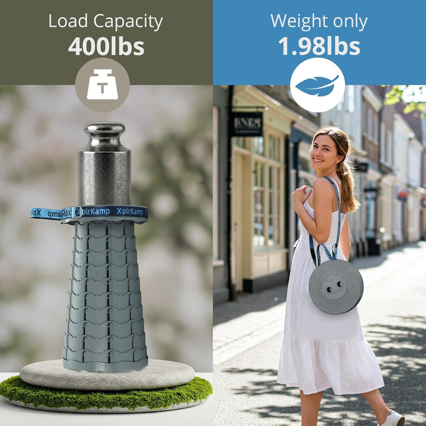 Upgraded Thickened Collapsible Stool, Portable Folding Stool Chair Lightweight But Sturdy Foldable Camping Stool, Retractable Telescopic Seat for Picnics Fishing Hiking BBQ (2, Grey)