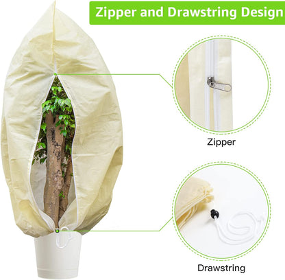 MIXC 4 Packs 2 Size Plant Covers Freeze Protection, Winter Plant Cover Cold Weather Tree Frost Cloth Warm Blankets Shrub Covers for Outdoor Plant (32''×39''+47''×71'')