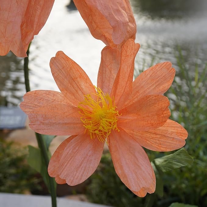 Artificial Giant Flowers for Decoration,Large Paper Daisies Flowers with Stems and Stands Base,Big Flower Decor for Wedding Birthday Party Garden, Party Banquet Background Decor (Orange)