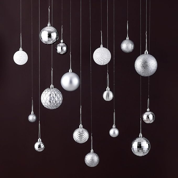 LANGXUN 36pcs Silver Christmas Tree Decorations Balls, Bolas De Navidad, 2025 Christmas Decor, Indoor Outdoor Shatterproof Christmas Ornaments, Xmars Party Wedding Suppiles