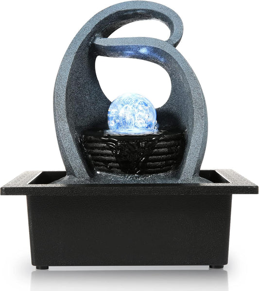 WICHEMI Water Fountains Indoor Waterfall Fountain Tabletop Fountain with LED Rolling Ball Water Feature Indoor Zen Meditation for Home and Office Indoor Spaces Decor (Style 18)