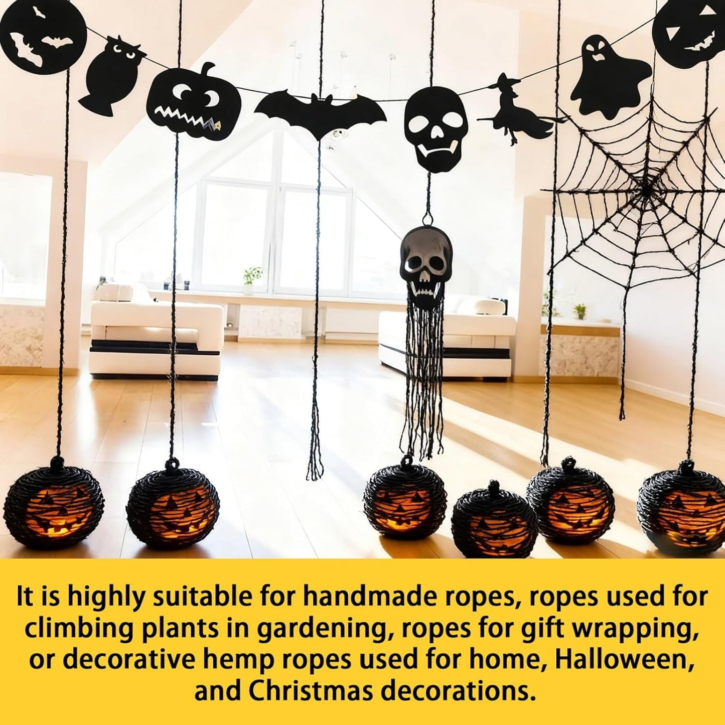 4mm 100 Feet Black Natural Jute Twine, for Crafts Gift, Craft Projects, Wrapping, Bundling, Packing, Holiday Packaging Twine, Gardening and More, Jute Rope to Use Around The House and Garden