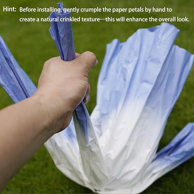 Giant Flowers for Decoration,Large Paper Flowers with Standing Stems and Base,3 pcs Artificial Flowers for Home Decor, Wedding Decorate, Photography Props, Party Banquet (Light Blue)