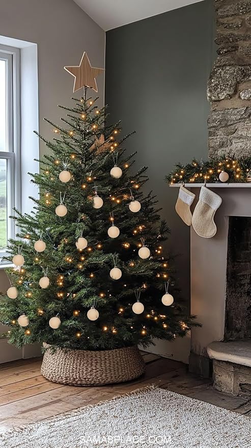 30PCS Velvet Christmas Ball Ornaments Set, 2.36" Shatterproof Baubles for Christmas Tree Decorations, Hanging Baubles with Soft Velvet Finish for Thanksgiving Holiday Party Décor, Cream White